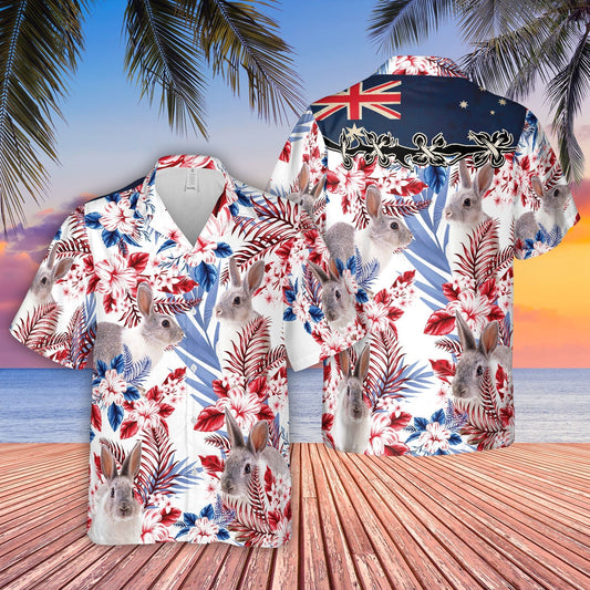 Unique Rabbit Lovers Australia Flag Hawaiian Flowers Hawaiian Shirt