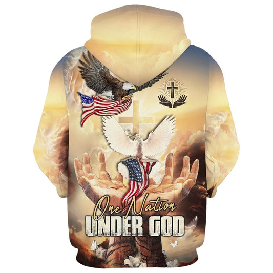 Uni Hand Jesus One Nation Under God 3D Hoodie