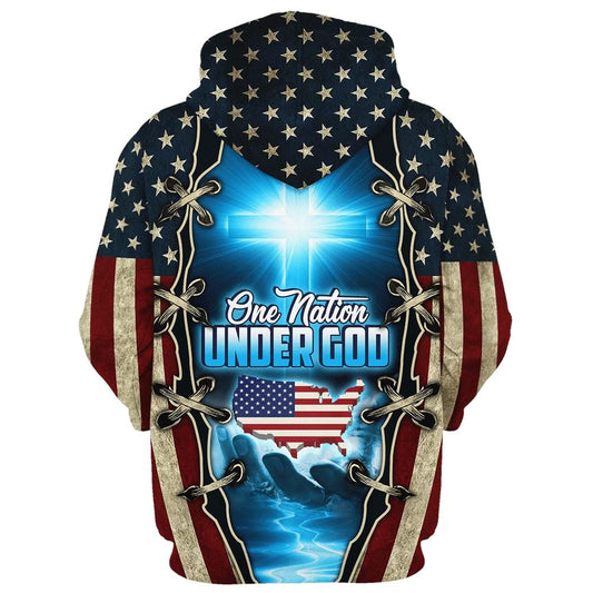 Uni Hand Of God American One Nation Under God Hoodies Men & Women, God 3D Printed Hoodie, Christian Apparel Hoodies