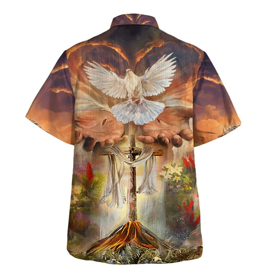 UniJames Hand Of God Holy Dove Cross Hawaiian Shirts For Men And Women - Christian Hawaiian Shirt - Hawaiian Summer Shirts
