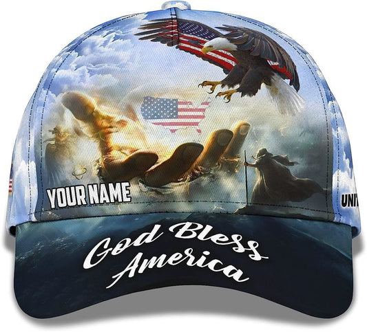 Uni Hand Of Jesus God Bless America Eagle 3D Cap
