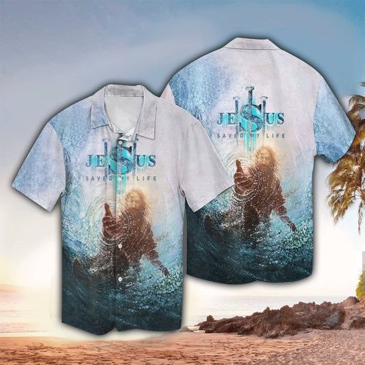 UniJames Hand of Jesus Saved My Life Hawaiian Shirt - Christian Hawaiian Shirts For Men & Women