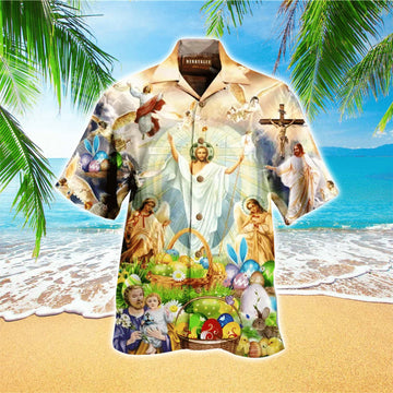UniJames Happy Easter Jesus Hawaiian Shirt - Christian Hawaiian Shirts For Men & Women