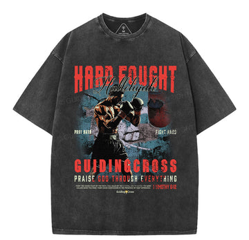 Hard Fought Hallelujah Boxing Christian Washed TShirt  