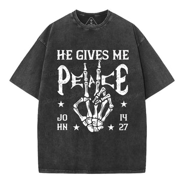 He Gives Me Peace Christian Washed T-Shirt Sale - GuidingCross