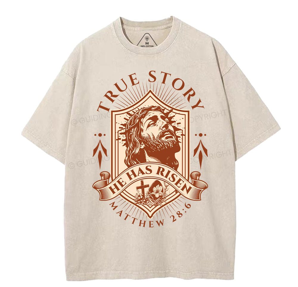 He Has Risen Christian Washed TShirt  