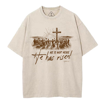 He Has Risen Christian Washed T-Shirt Sale - GuidingCross
