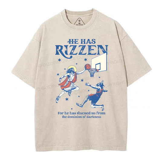 He Has Rizzen Christian Washed TShirt  