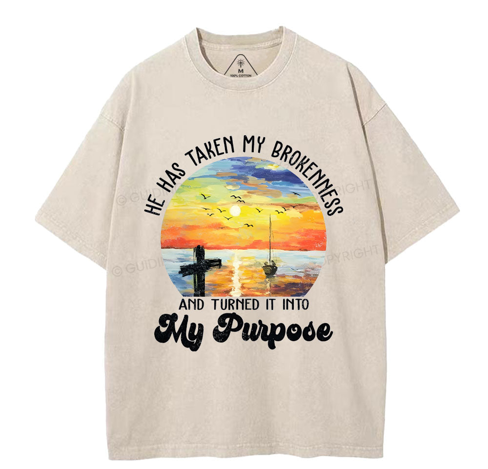 He Has Taken My Brokenness Christian Washed TShirt  