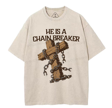 He Is A Chain Breaker Christian Washed TShirt  