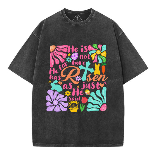 He Is Not Here Christian Washed TShirt  