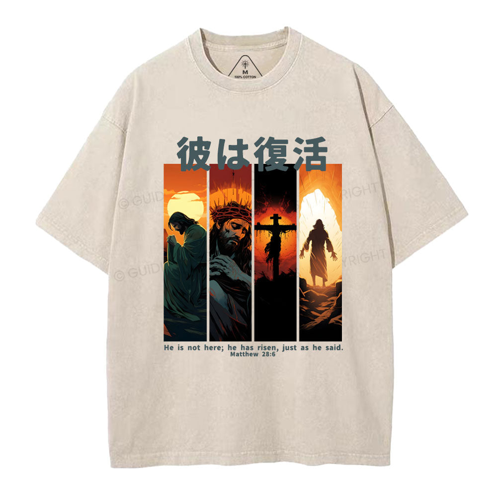 He Is Not Here He Has Risen Christian Washed T-Shirt Sale - GuidingCross