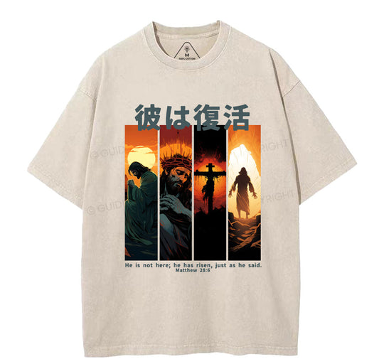 He Is Not Here He Has Risen Christian Washed T-Shirt Sale - GuidingCross