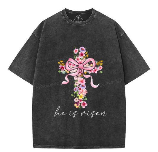 He Is Risen Christian Washed TShirt  