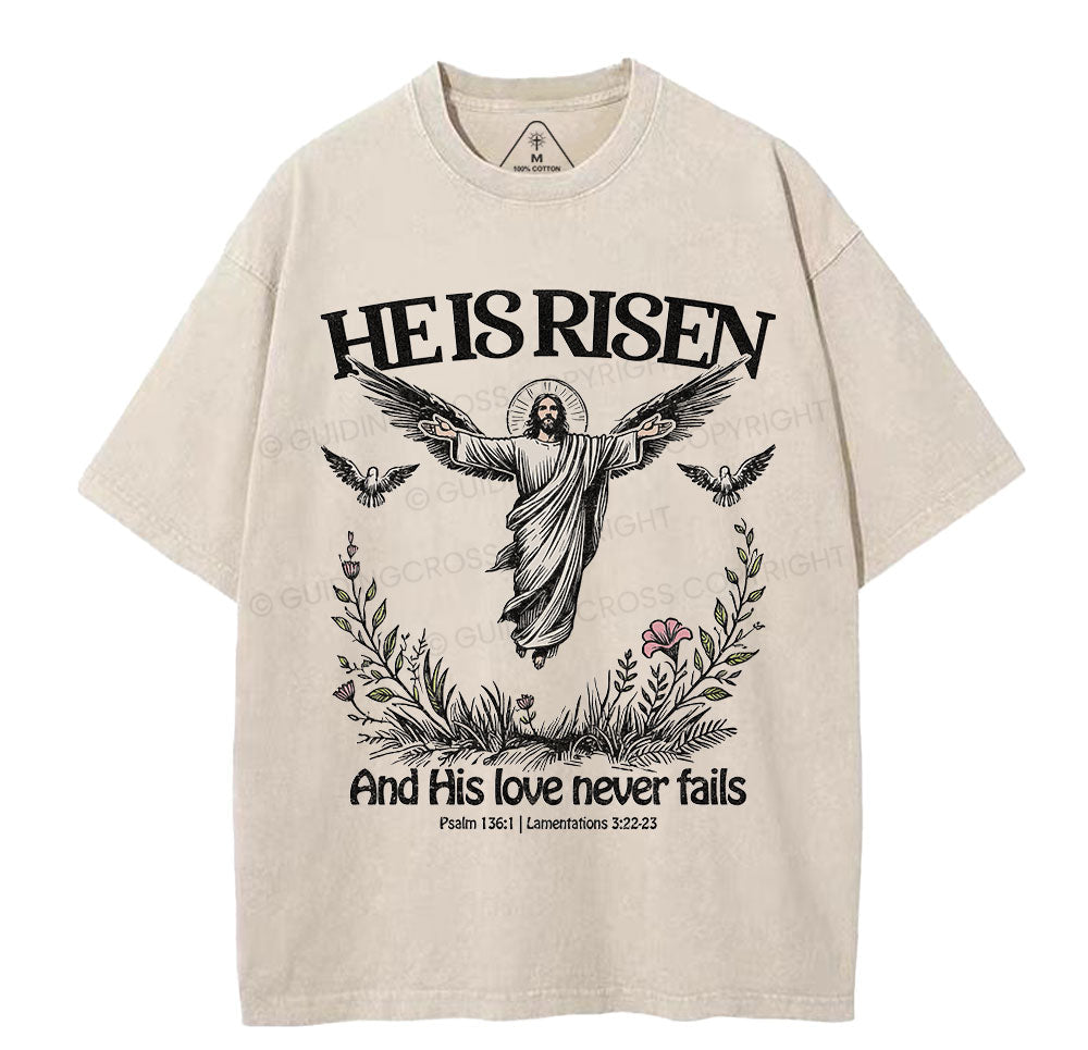 He Is Risen Christian Washed TShirt  