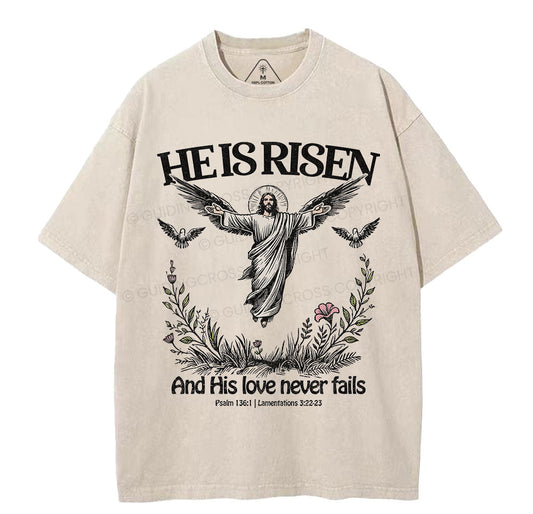 He Is Risen Christian Washed TShirt  