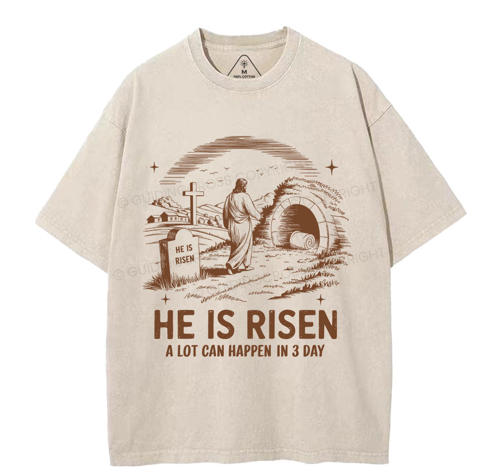 He Is Risen Christian Washed TShirt  