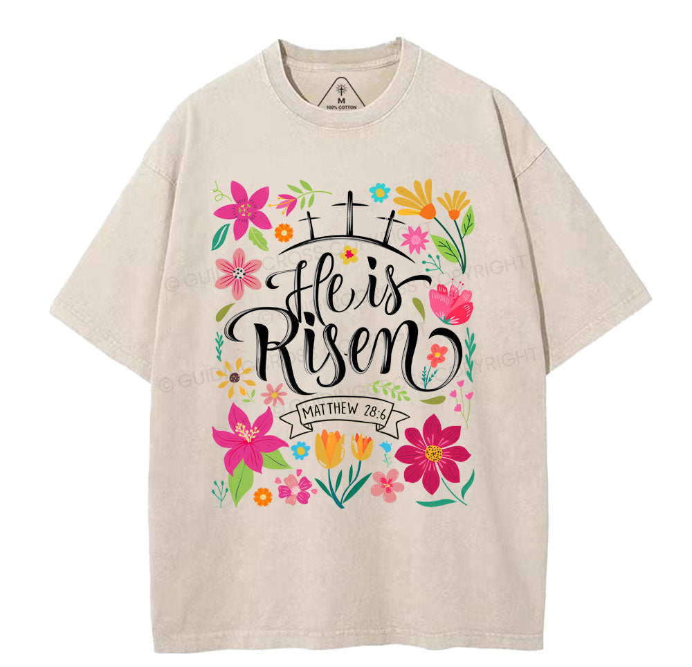 He Is Risen' Christian Washed TShirt  