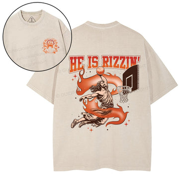 He Is Risen Christian Washed TShirt  