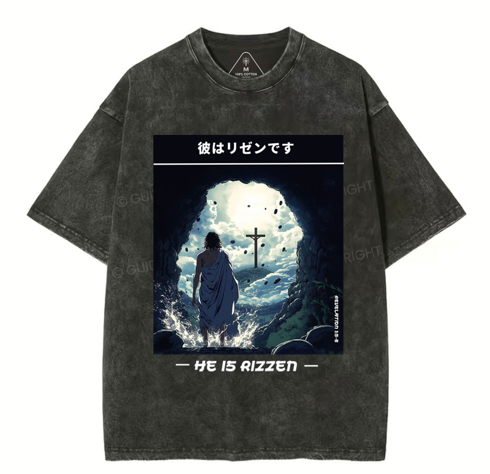He Is Rizzen Chirstian Washed TShirt  