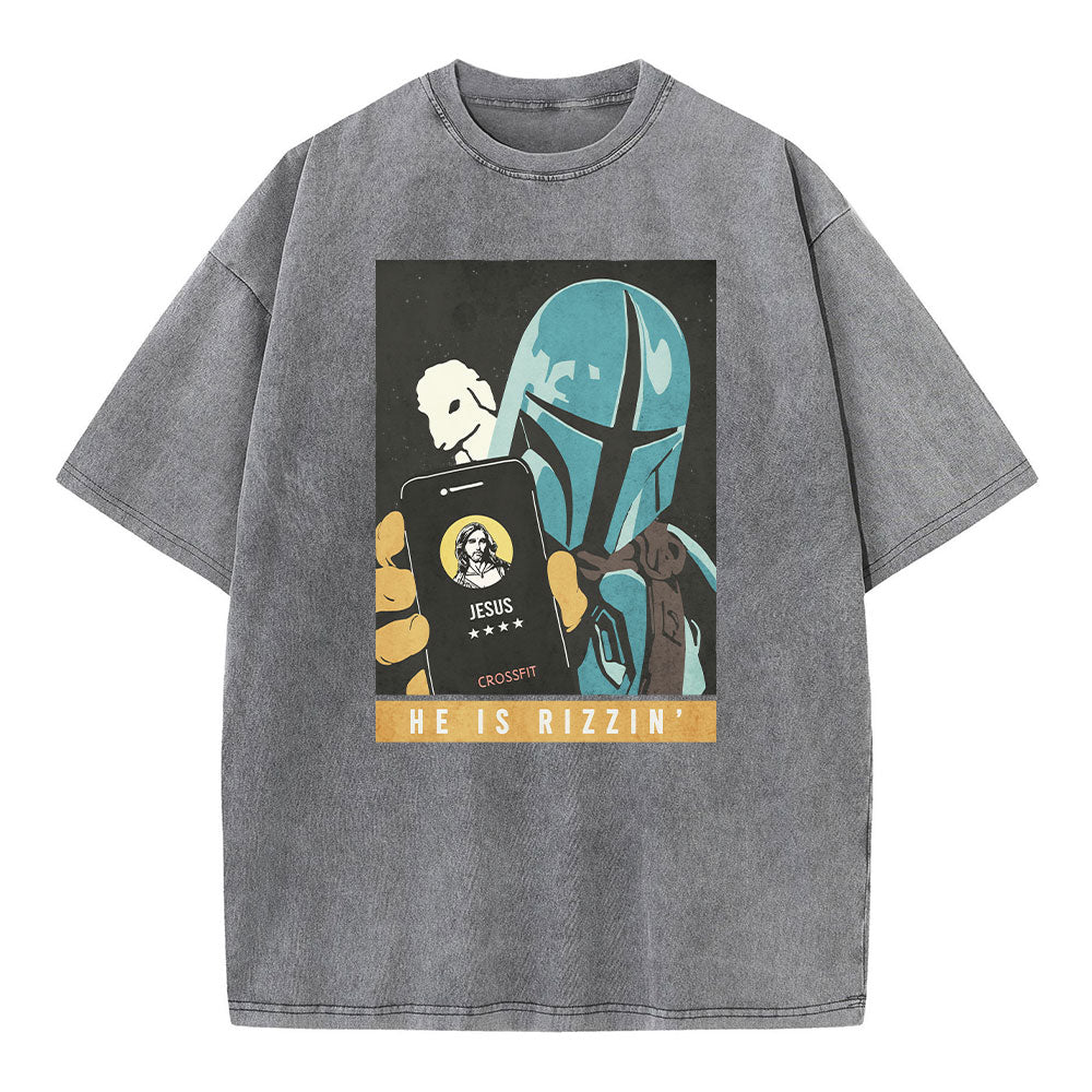 He Is Rizzen Christian Washed TShirt  