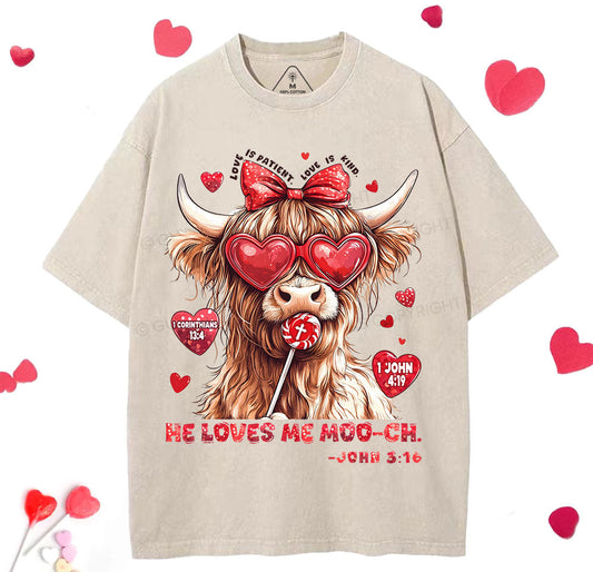 He Loves Me Mooch Christian Washed TShirt  