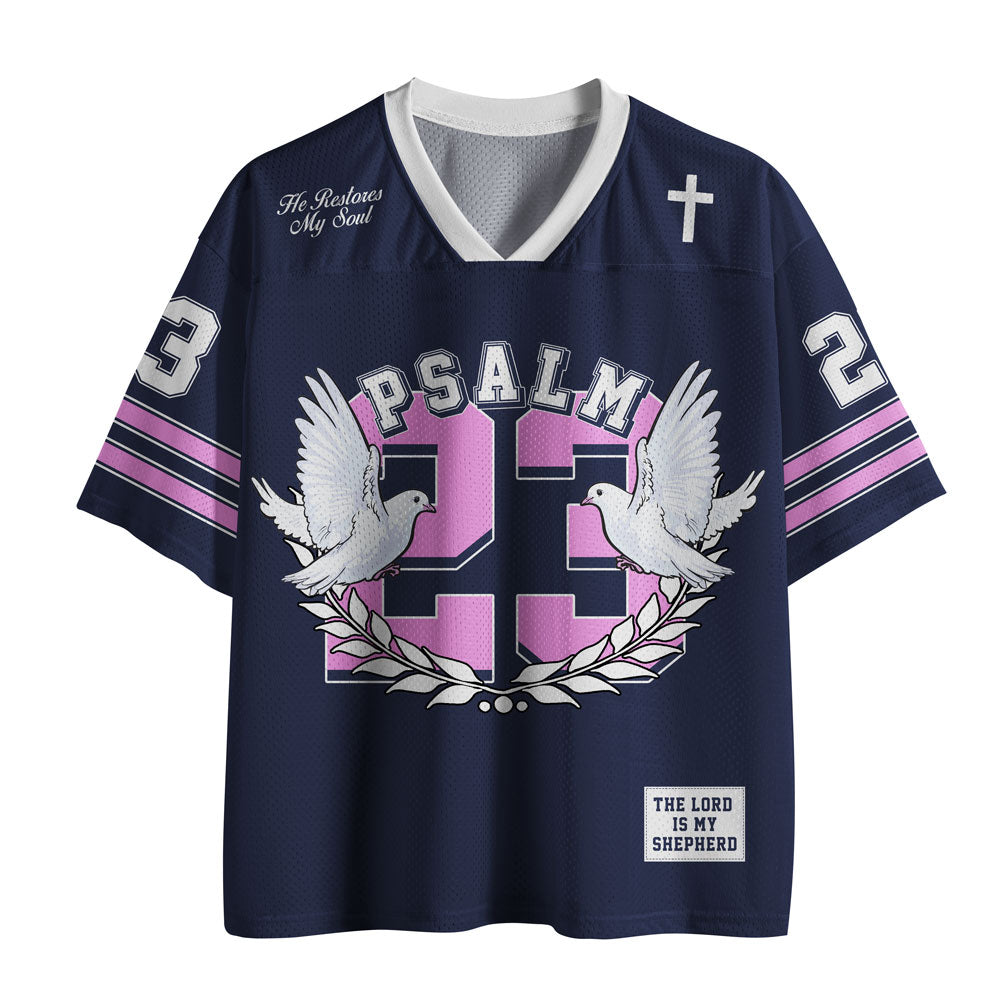 UniJames He Restore My Soul Christian Navy Mesh Jersey