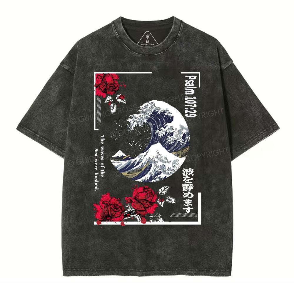 He Stilled The Storm Christian Washed TShirt  