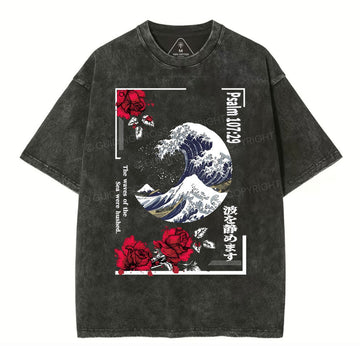 He Stilled The Storm Christian Washed TShirt  