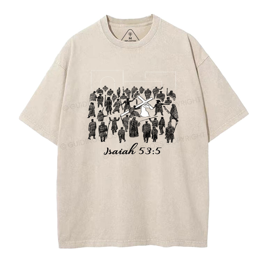 He Was Crushed For Our Iniquities Christian Washed T-Shirt Sale - GuidingCross