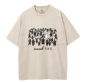 He Was Crushed For Our Iniquities Christian Washed T-Shirt Sale - GuidingCross
