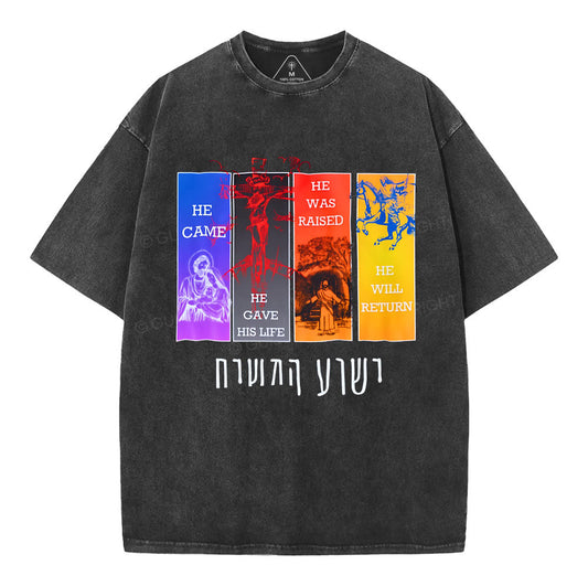 He Will Return Christian Washed TShirt  