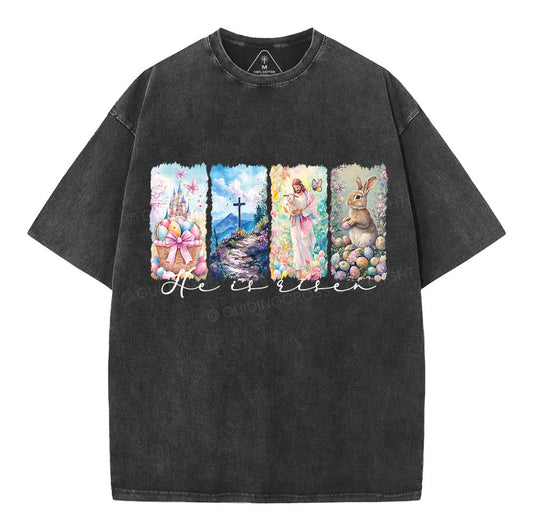 He Is Risen Christian Washed TShirt  