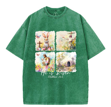 He Is Risen Christian Washed TShirt  