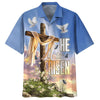 UniJames He Is Risen Dove Cross Flower Hawaiian Shirts - Christian Hawaiian Shirt - Hawaiian Summer Shirts