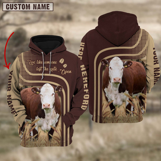 Uni Personalized Name Hereford Cattle Hoodie TT7