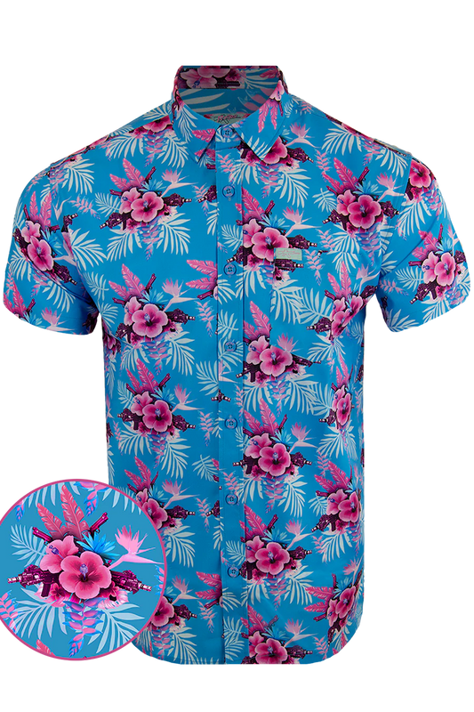 UniJames Comfort Hibiscus (Miami) Button Down For Men