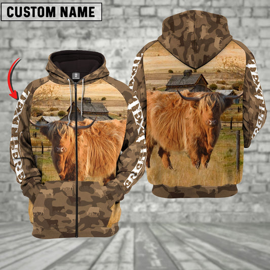 Uni Highland Cattle Farming Personalized 3D Hoodie