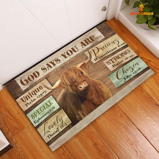 God Says You Are - Highland Cattle Doormat