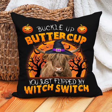 Uni Happy Halloween Highland Buckle Up Butter Cup Pillow Case