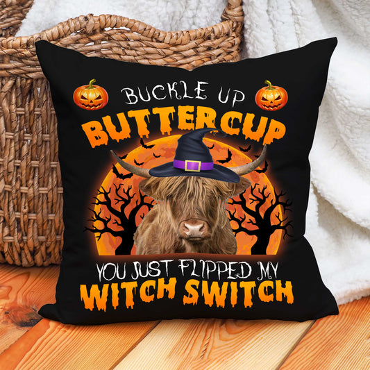 Uni Happy Halloween Highland Buckle Up Butter Cup Pillow Case