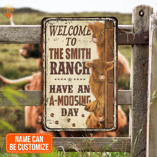 uni Personalized Name Highland Have An AMOO-SING Day All Printed 3D Metal Sign