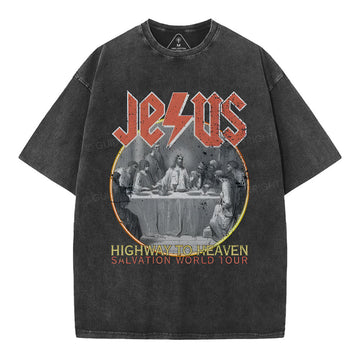 Highway To Heavem Christian Washed TShirt  
