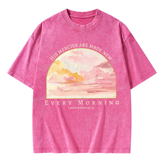 His Mercies Are New Every Morning Christian Washed TShirt  