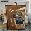 Uni Personalized Name Holstein Farm Leather Brown Blanket