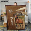 Uni Personalized Name Horse Farm Leather Brown Blanket