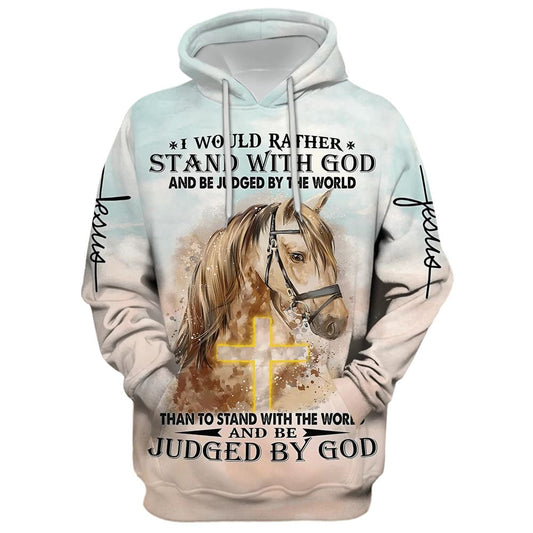 Uni Horse Stand With God Judged By God Hoodie For Men & Women, God 3D Printed Hoodie, Christian Apparel Hoodies