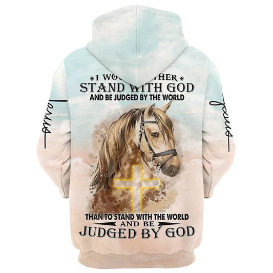 Uni Horse Stand With God Judged By God Hoodie For Men & Women, God 3D Printed Hoodie, Christian Apparel Hoodies