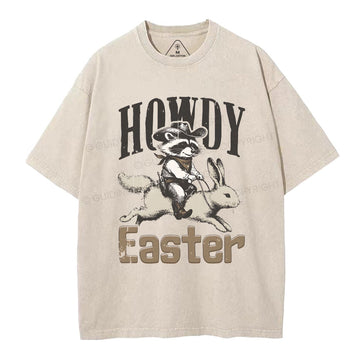 Howdy Easter Chrsitian Washed TShirt  