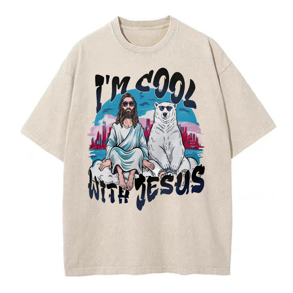 I Am Cool With Jesus Christian Washed TShirt  